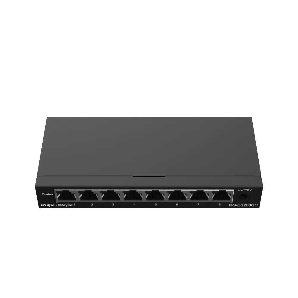 Switch Administrable Gigabit / 8 Puertos 10/100/1000BASE-T / Capa 2 / Switching 16 Gbps / Forwarding 11.9 Mpps / Gestión Cloud Ruijie Gratuita / Modo CCTV con Transmisión 250 m (820 ft) / Prevención de Bucles Automática / Diseño Fanless – vista 3