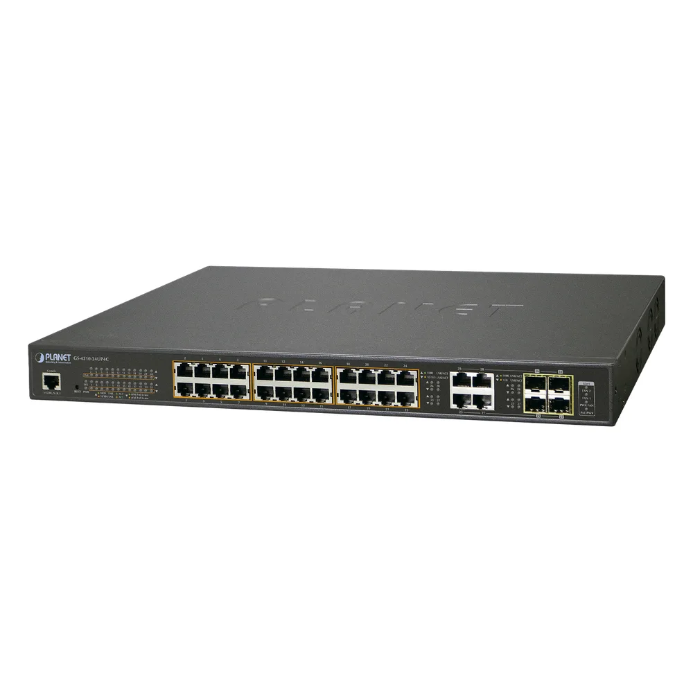 Switch Administrable L2, 24 puertos 10/100/1000T c/Ultra PoE + 4 puertos combo Gigabit TP/SFP, (600W)