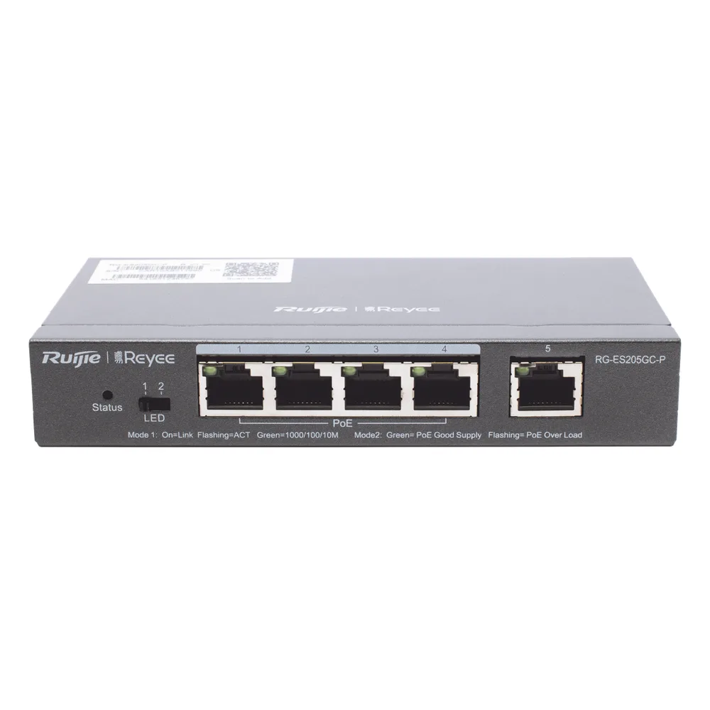 Switch Administrable PoE con 5 puertos Gigabit, 4 PoE 802.3af/at, gestión gratuita desde la nube, 54w