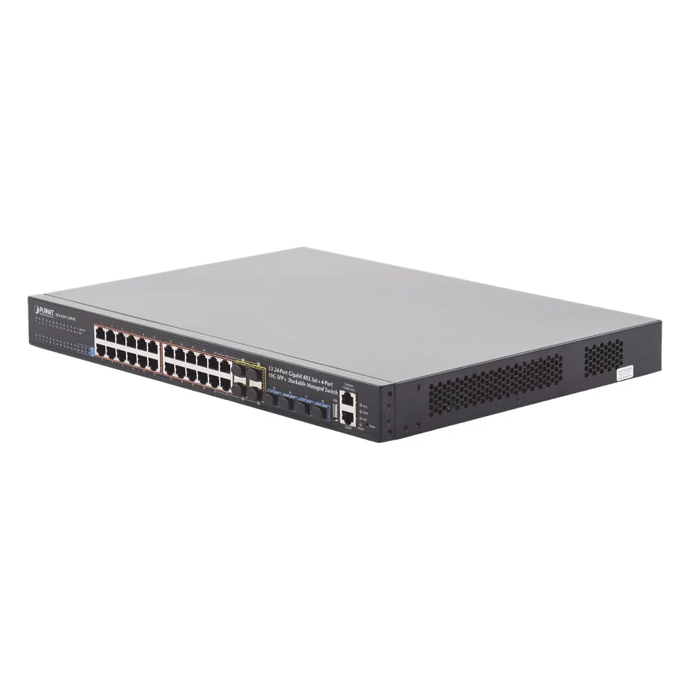 Switch Administrable Stacking Capa 3, 24 Puertos PoE 802.3af/at 10/100/1000T, Hasta 370 W,  4 Puertos 10G SFP+ – vista 4