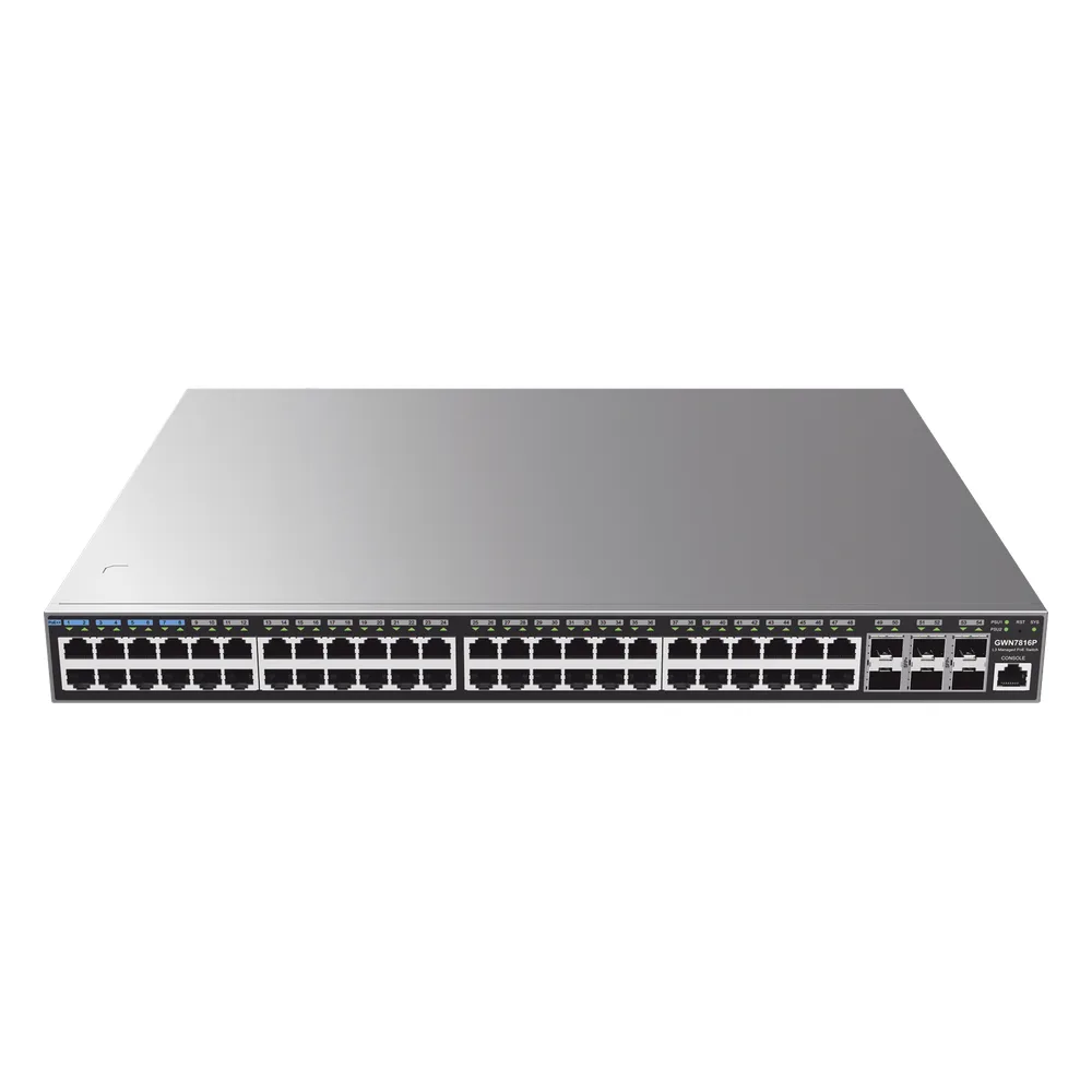 Switch Capa 3 PoE+ Administrable / 48 puertos 10/100/1000 Mbps + 6 Puertos SFP+ de 10 Gigabits / Hasta 740W / Compatible con GWN Cloud. – vista 4