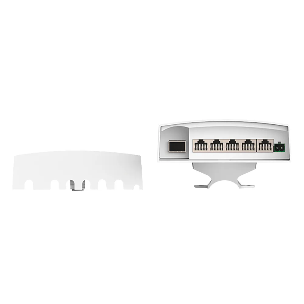 Switch CCTV PoE para Exterior / No administrable / PoE Entrada 802.3 bt Hasta 60W / 1 Puerto PoE salida 24V pasivo Hasta 12W /  3 puertos PoE 802.3 at Hasta 30W /  Ideal para Aplicaciones CCTV con Enlaces Inalámbricos – vista 3
