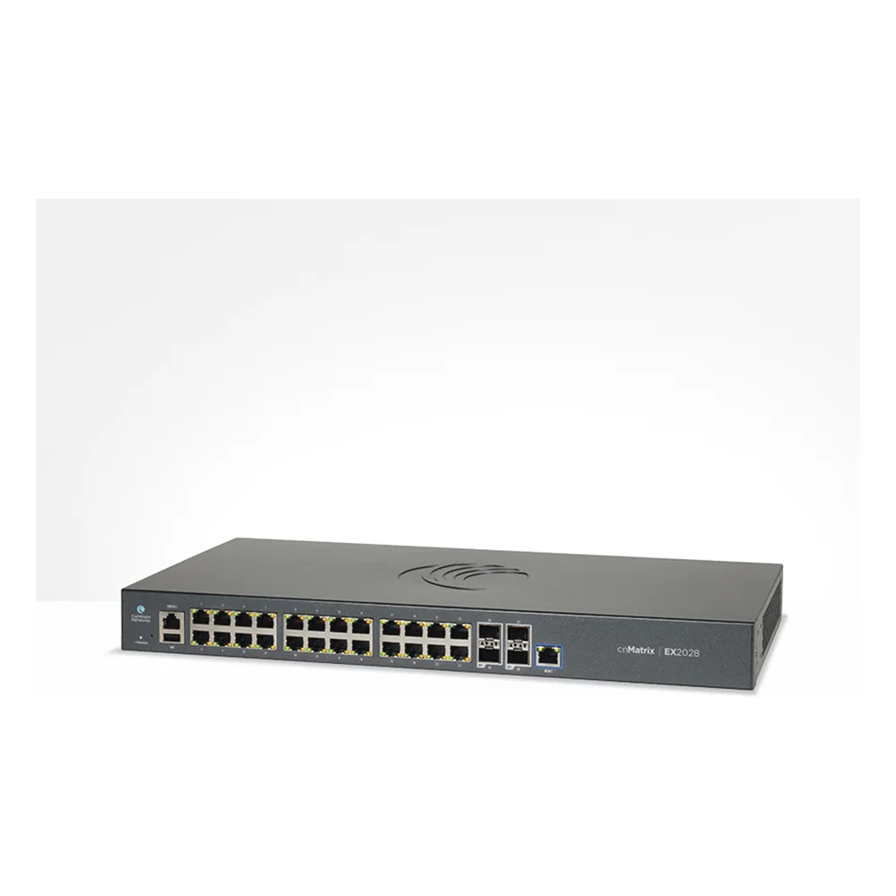 Switch cnMatrix EX2028-P capa 3 de 28 puertos (24 PoE Gigabit 802.3af/at, 4 SFP+) administración cnMaestro On-Premises (MX-EX2028PxB-U) – vista 2