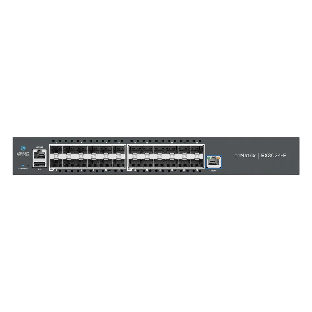 Switch cnMatrix EX3024F Ideal para Distribución en una Red Empresarial / 24 Puertos de Fibra Óptica SFP+(10 Gbps) / Capa 2 y Capa 3 / Doble Fuente de Alimentación en Corriente Alterna – vista 3