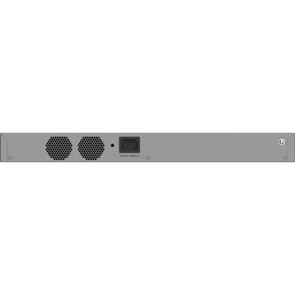 Switch de Acceso Capa 3 / 48 Puertos Gigabit PoE+ / 4 Puertos SFP 2.5GE Uplink / 116 Gbps / 86.304 Mpps / PoE 370W / VSU / Protección contra Sobretensiones 10 kV / Ventiladores Redundantes / Línea Cybrey – vista 3