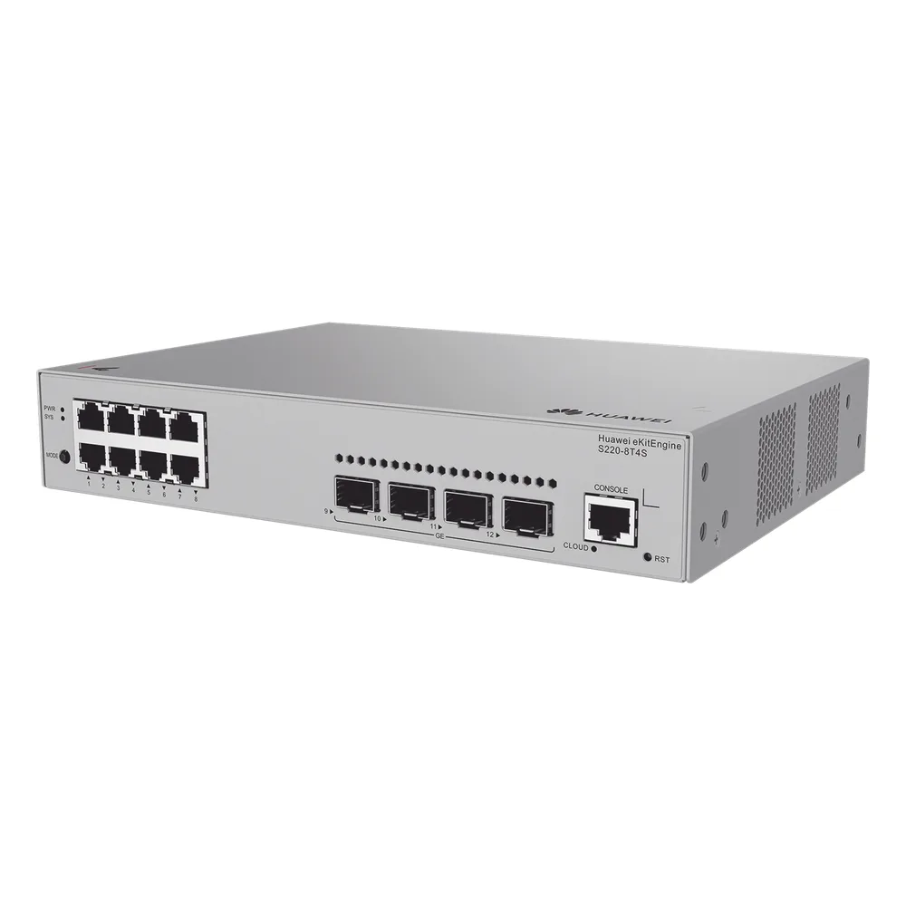 Switch de Acceso eKit Administrable Capa 2 / 8 Puertos Gigabit / 4 Puertos SFP / 1 Puerto de Consola / Gestión Gratuita desde la Nube / Libre de Licenciamiento