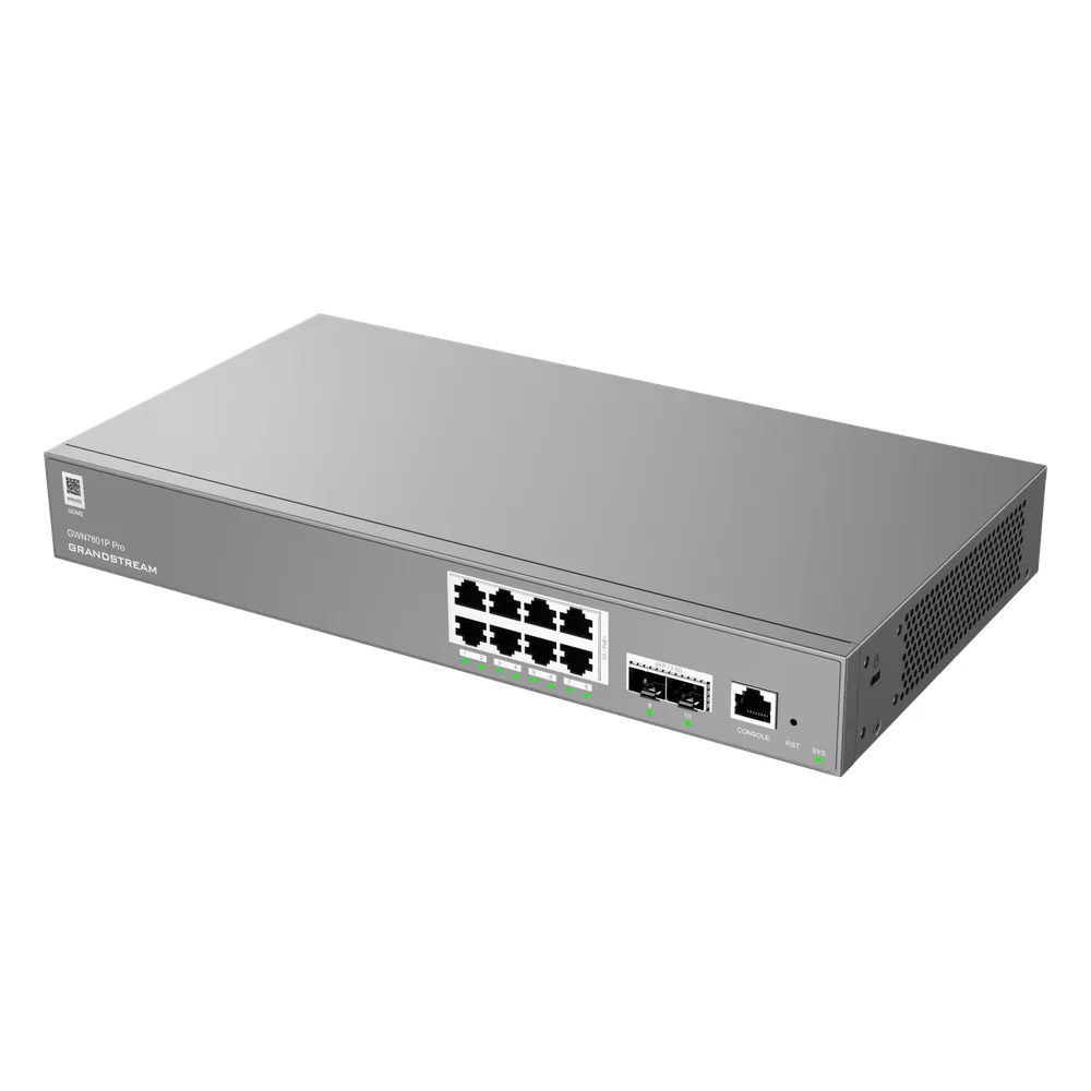 Switch de Red Empresarial L2++ / Serie GWN7800 Pro / 8 Puertos Gigabit PoE 120W / 2 Puertos 2.5GG SFP / Gestión Cloud GDMS / VLAN 4K / QoS Avanzado / Seguridad Integral – vista 3