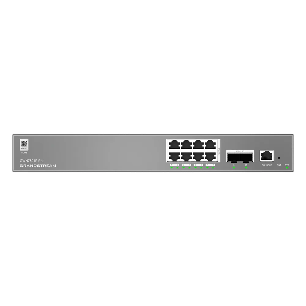 Switch de Red Empresarial L2++ / Serie GWN7800 Pro / 8 Puertos Gigabit PoE 120W / 2 Puertos 2.5GG SFP / Gestión Cloud GDMS / VLAN 4K / QoS Avanzado / Seguridad Integral