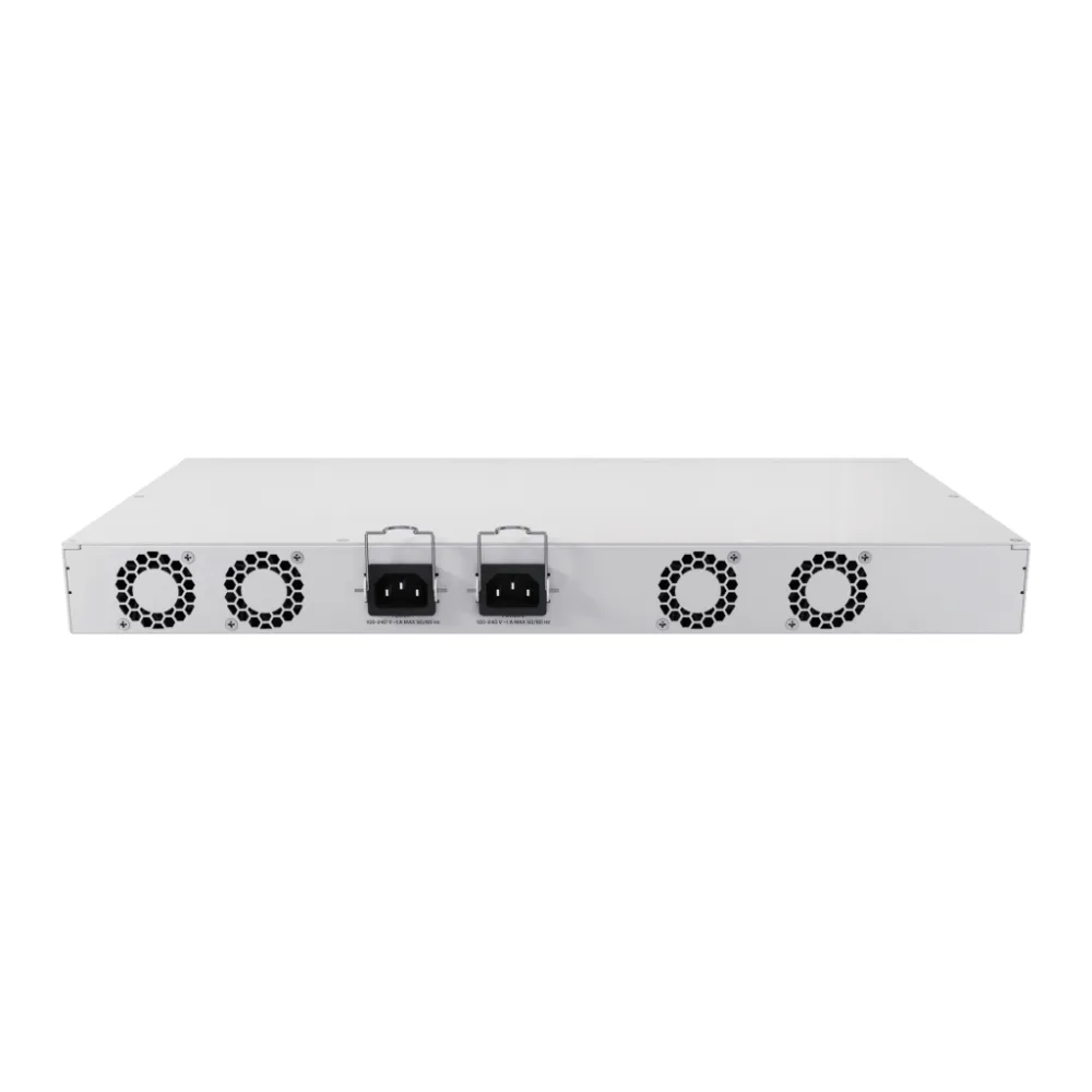 Switch de Red MikroTik CRS418-8P-8G-2S+RM / 17 Puertos Gigabit Ethernet / 8 Puertos PoE-out 802.3af/at / 2 Puertos SFP+ 10G / CPU Quad-Core 2.2 GHz ARM / RouterOS v7 / L3 HW Offloading / Alimentación Dual Redundante / USB 3.0 – vista 2