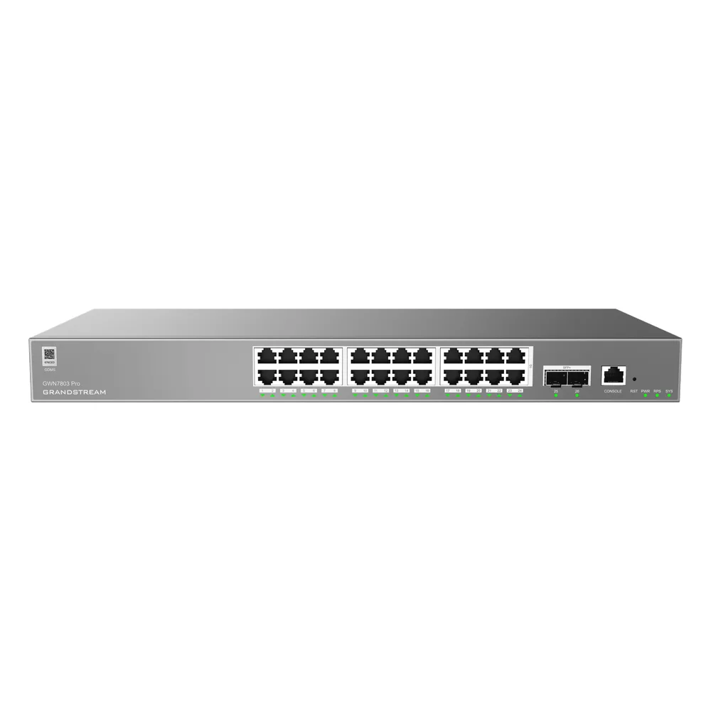 Switch Empresarial Administrable Capa 2++ / Serie GWN7800 Pro / 24 Puertos Gigabit Ethernet / 2 SFP+ / Switching 88 Gbps / VLAN 4K / QoS Avanzado / GDMS Cloud – vista 2