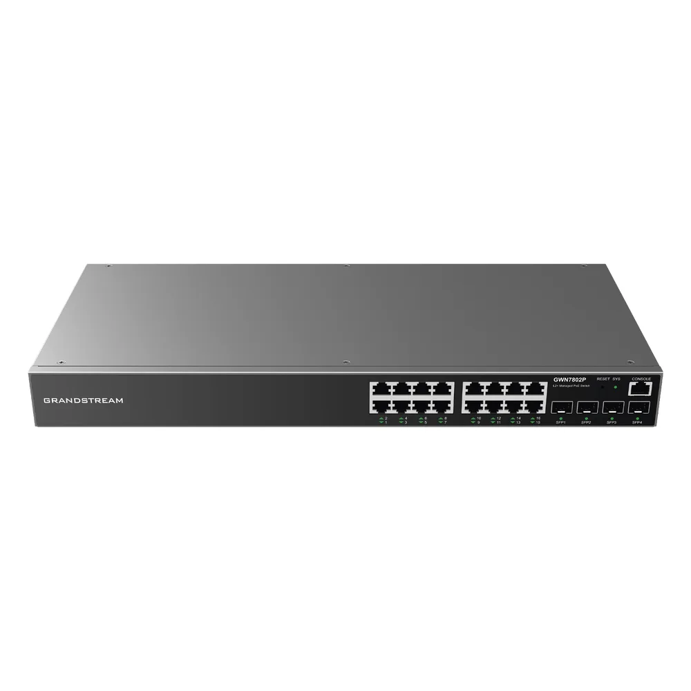 Switch Gigabit PoE+ Administrable / 16 puertos 10/100/1000 Mbps + 4 Puertos SFP Uplink / Hasta 240W / Compatible con GWN Cloud.