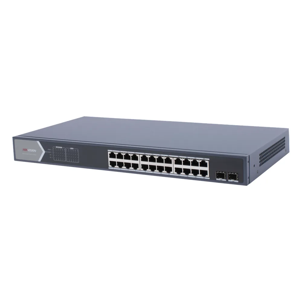 Switch Gigabit PoE+ / Administrable / 24 Puertos 1000 Mbps PoE+ / 2 Puertos SFP / Configuración Remota desde Hik-PartnerPro / PoE Extendido 250 Metros / 370 Watts – vista 3