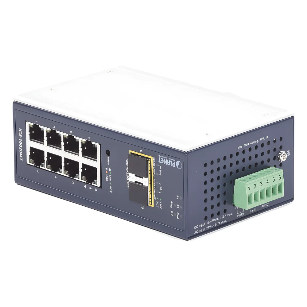 Switch Industrial Administrable Capa 2, 8 Puertos 10/100/1000T, 2 Puertos SFP 1G / 2.5 G BASE X – vista 2