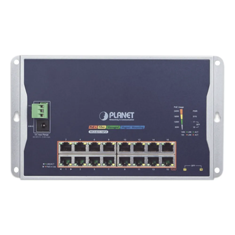 Switch Industrial Administrable Capa 2 de Pared,16 Puertos PoE 802.3at Gigabit y 2 Puertos SFP – vista 2