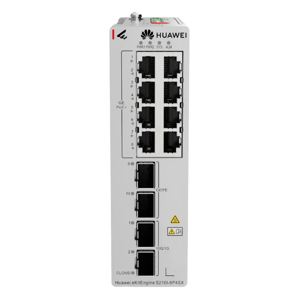 Switch Industrial eKit / 8 Puertos PoE+ Gigabit + 2 SFP + 2 SFP+ / Montaje en Riel DIN / Fuente Redundante 1+1 : 54 a 57 VCD / Libre de licenciamiento / Gestión gratuita desde la Nube / Presupuesto PoE 220 W