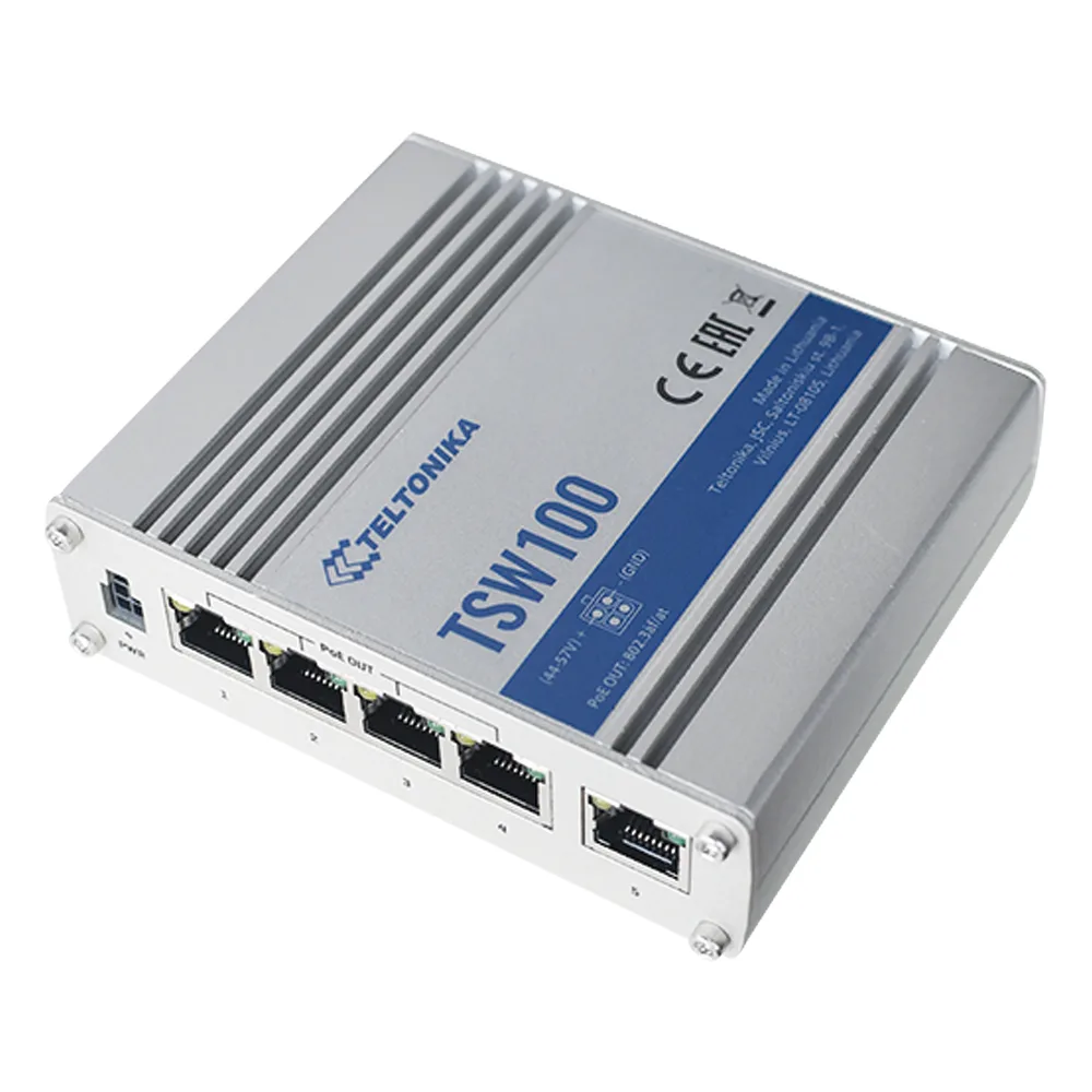 Switch Industrial No-Administrable 5 puertos Gigabit, PoE en 4 puertos 802.3af/at (120W)