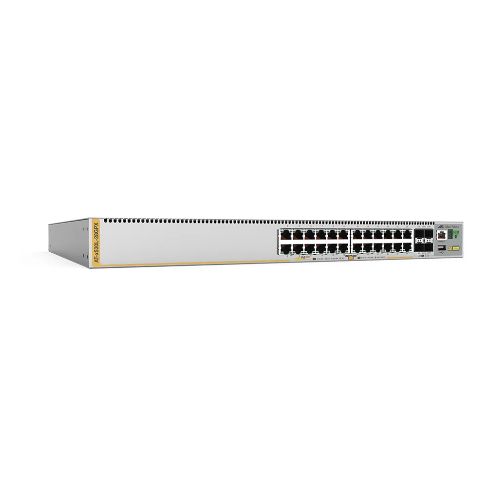 Switch Inteligente Empresarial para Distribución,  PoE+, Stackable, Capa 3, 24 puertos Gbps + 4 puertos SFP+ 10 G, 740 W, Doble fuente PSU, Serie x530L