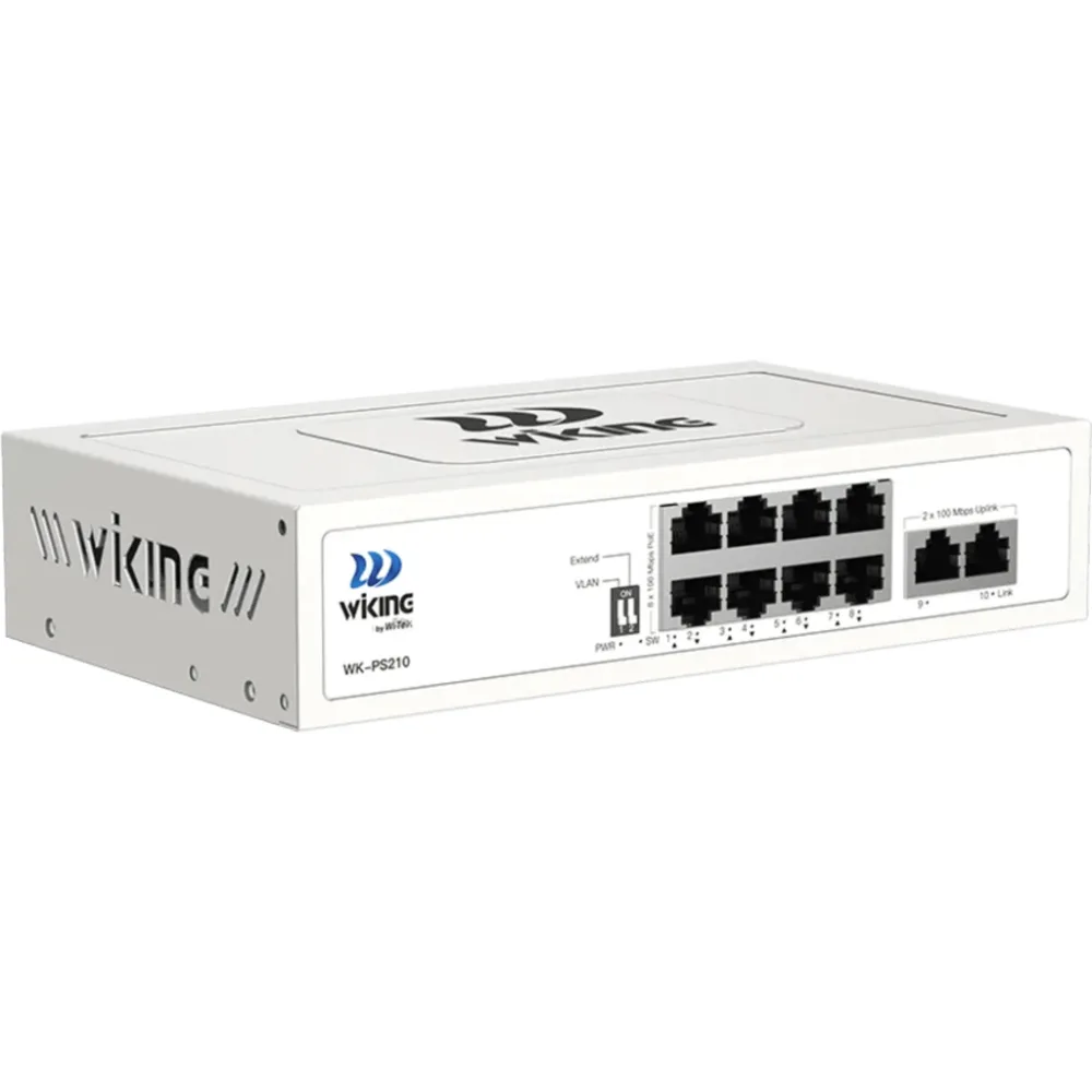 Switch no administrable PoE / Con 8 puertos 10/100 Mbps PoE af/at / 2 Puertos Ethernet 10/100 Mbps / Presupuesto 76 W / PoE hasta 250 metros – vista 2