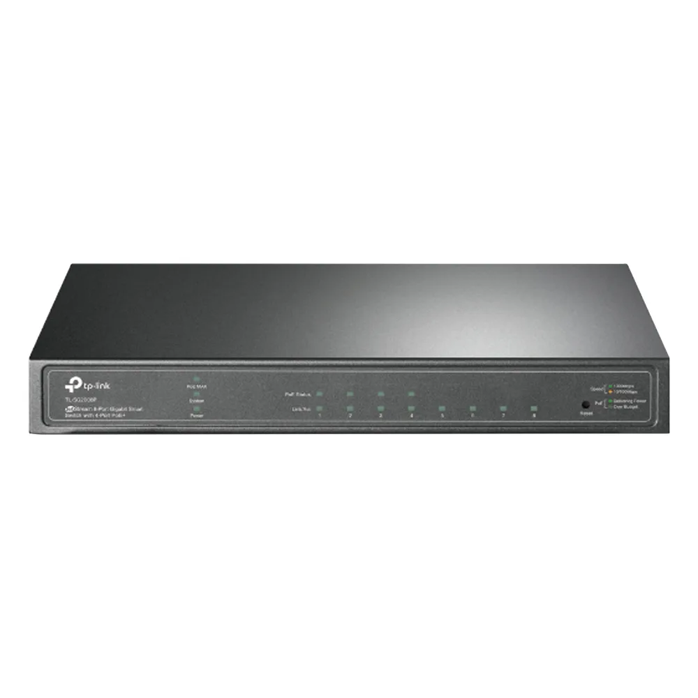 Switch Omada / 8 Puertos Gigabit  / 4 Puertos PoE+ 802.3at/af / Presupuesto PoE 62 W / 30 W por Puerto / Gestión Cloud Omada / L3 Static Routing / Sin Ventilador / Metal – vista 3