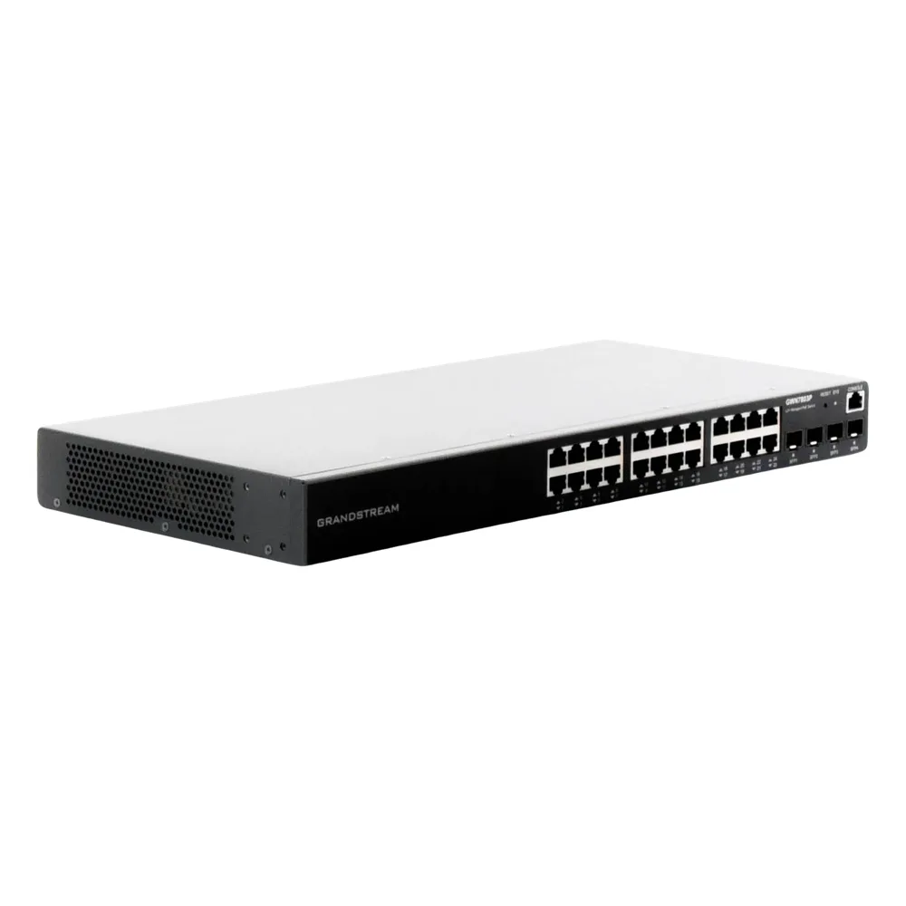 Switch PoE+ Administrable / 24 Puertos 10/100/1000 Mbps + 4 SFP / 360W PoE Total / Switching 56 Gbps / Cloud GWN Sin Costo / Montable en Rack – vista 4