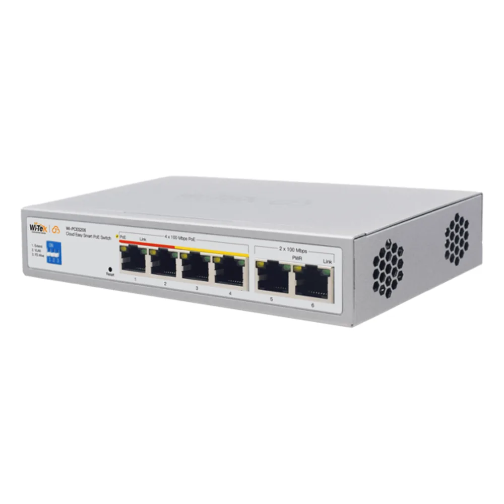 Switch PoE / Administración en la nube / Con 4 puertos 10/100 Mbps PoE af/at / 2 Puertos Uplink 10/100 Mbps / Presupuesto 60 W / PoE hasta 250 metros / Soporta protocolo ONVIF – vista 2