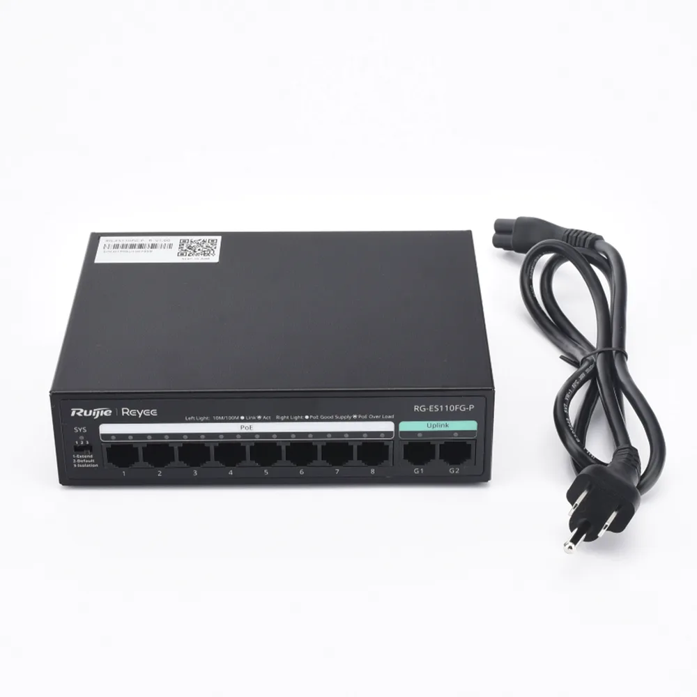 Switch PoE+ no Administrable, hasta 110 Watts, 8 puertos PoE+ 10/100 y 2 Uplinks Gigabit 1G – vista 3