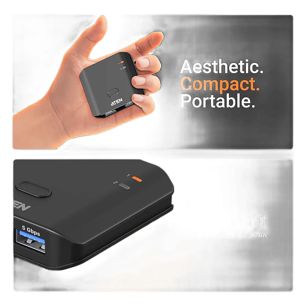 Switch USB 3.2 Gen 1 Essentials | 2 Puertos USB Tipo-A | 2 Computadoras | 5 Gbps | InstaSync | Botón Físico | Diseño Compacto | Plug-and-Play – vista 5