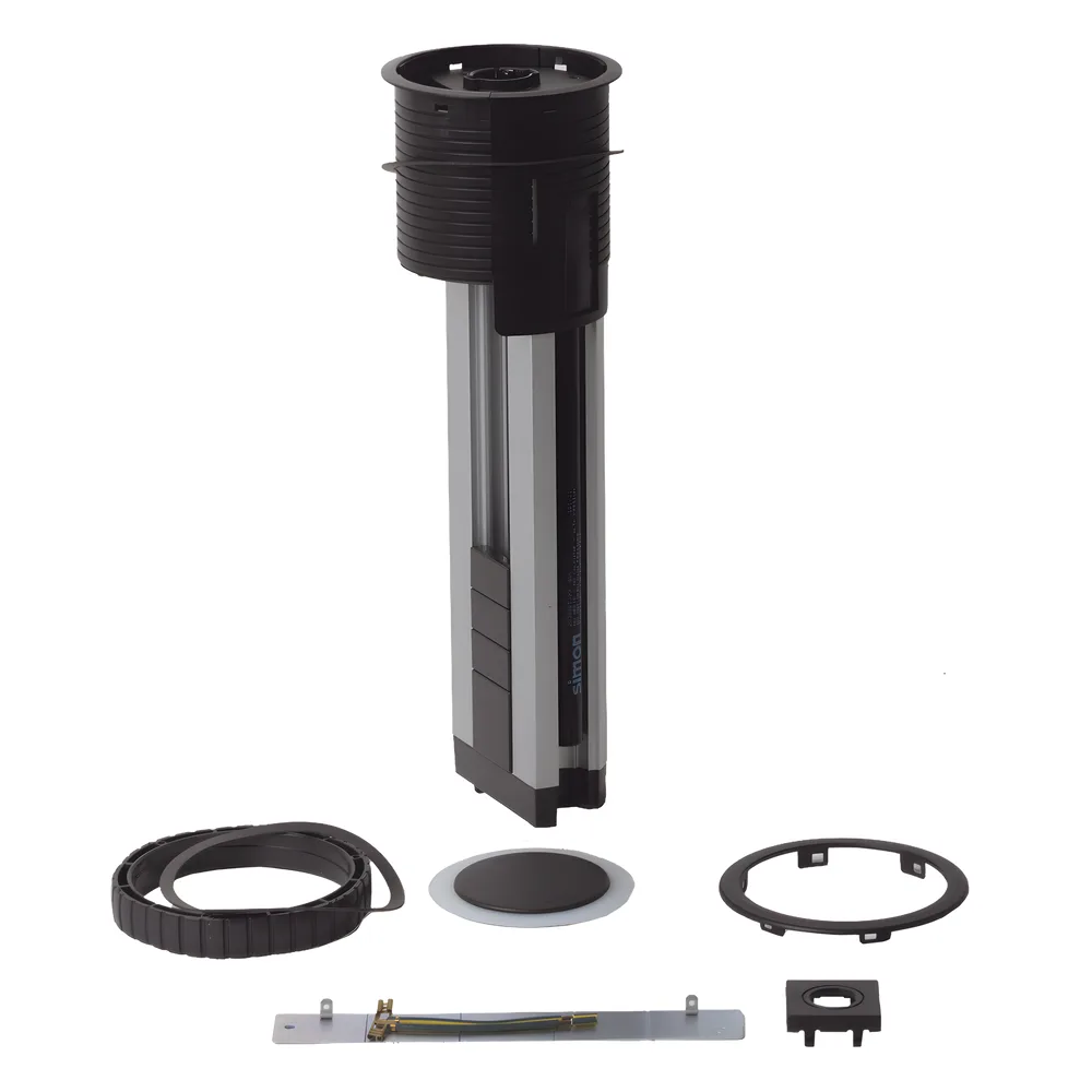 Teleblock Simon K45 para Voz, Datos, Multimedia o Contactos Eléctricos / Capacidad para 5 Módulos K45 / Apertura Automática con Tapa Abatible / Instalación en Mobiliario de Oficina o Comercial / (KTLE205CY) – vista 2