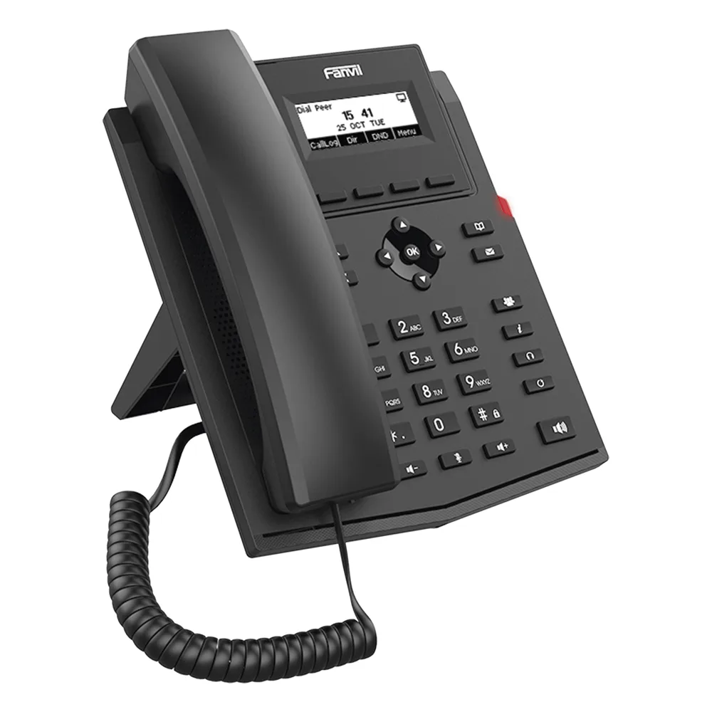 Teléfono IP / 2 Líneas SIP / Pantalla LCD 2.3" 132x64 / Audio HD G.722 y Opus / Conferencia 6 Vías / PoE 802.3af / Puertos Ethernet Duales Gigabit / Soporte EHS – vista 3