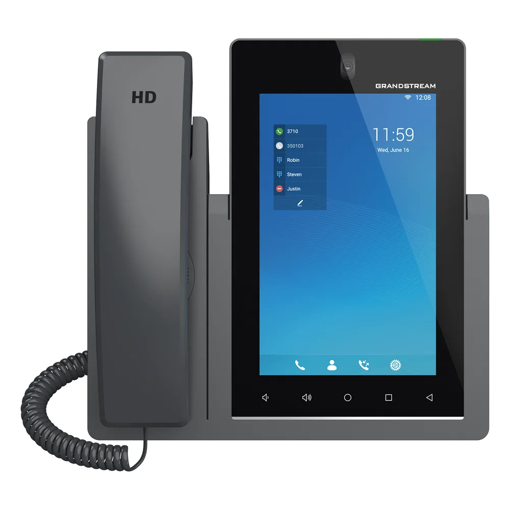 Teléfono IP Android 11, 16 líneas SIP con 16 cuentas, pantalla táctil  7", puertos Gigabit, Wi-Fi, Bluetooth, PoE, codec Opus, IPV4/IPV6 con gestión en la nube GDMS