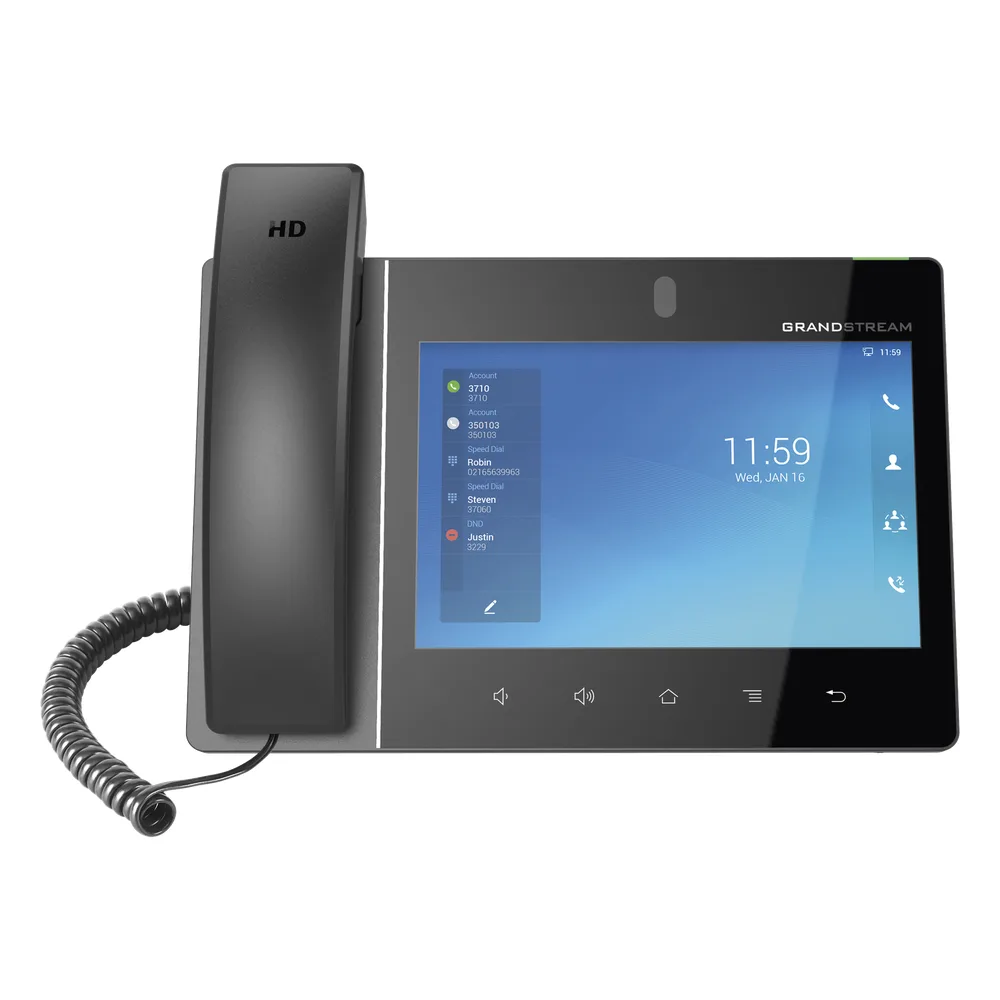 Teléfono IP Android 11, 16 líneas SIP con 16 cuentas, pantalla táctil 8", puertos Gigabit, Wi-Fi, Bluetooth, PoE, codec Opus, IPV4/IPV6 con gestión en la nube GDMS