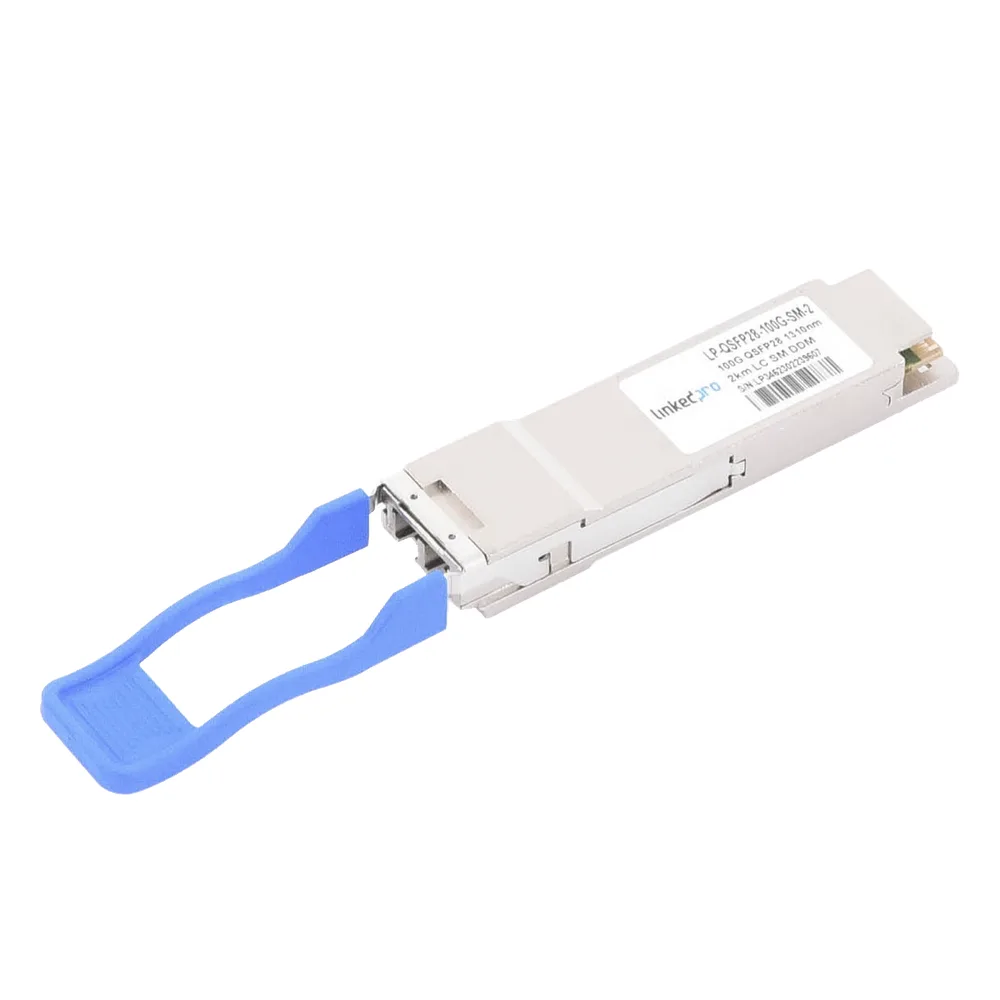 Transceptor Óptico QSFP28 (Mini-Gbic) / Monomodo 1310 nm / 100 Gbps / 100GBASE-LR4 / Conectores LC/UPC Dúplex / DDM / Hasta 2 km