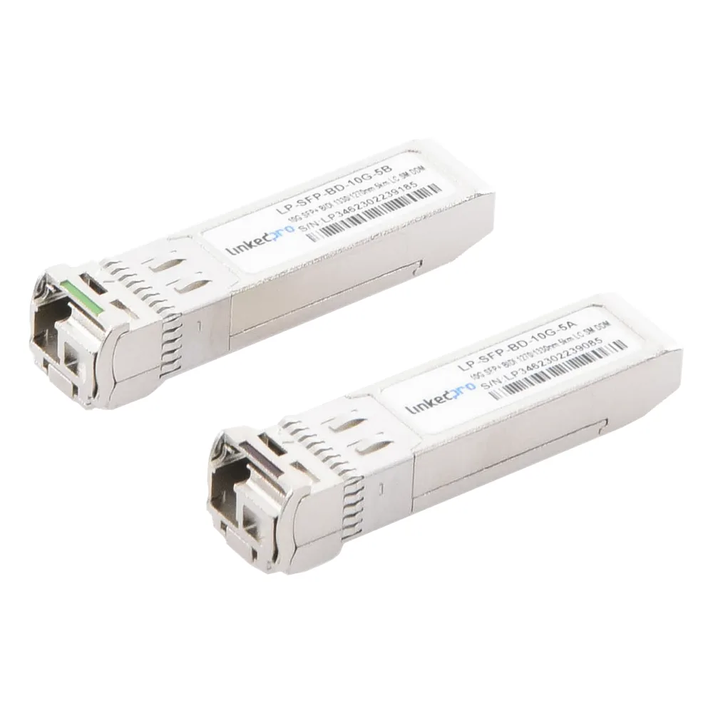 Transceptores Ópticos Bidireccionales SFP+ (Mini-Gbic) / Monomodo 1270 & 1330 nm / 10 Gbps / 10GBASE-BX / Conector LC/UPC Simplex / DDM / Hasta 5 km / 2 Piezas