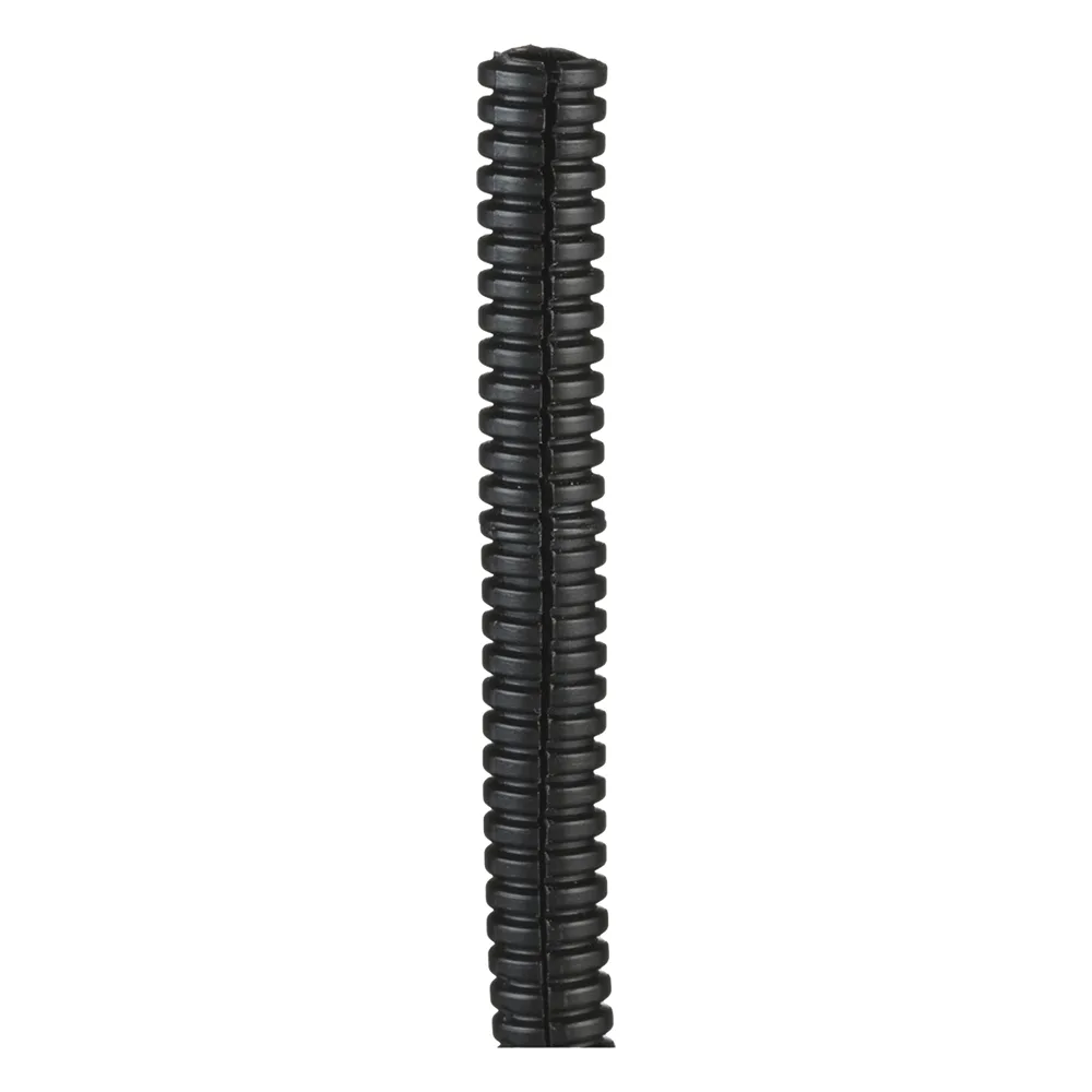 Tubo Corrugado Abierto para Protección de Cables, .25in (6.4 mm) de Diámetro, 30.5 m de Largo, Color Negro