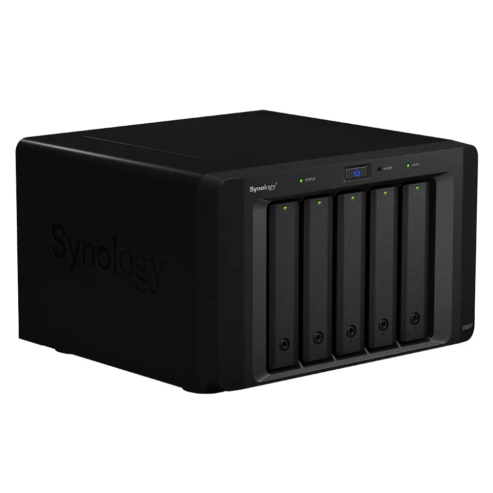 Unidad de Expansión Synology DX517 | 5 Bahías SATA HDD/SSD 3.5" y 2.5" | Puerto eSATA | Diseño Hot-Swap | Compatible con DS1517+ y DS1817+. – vista 3