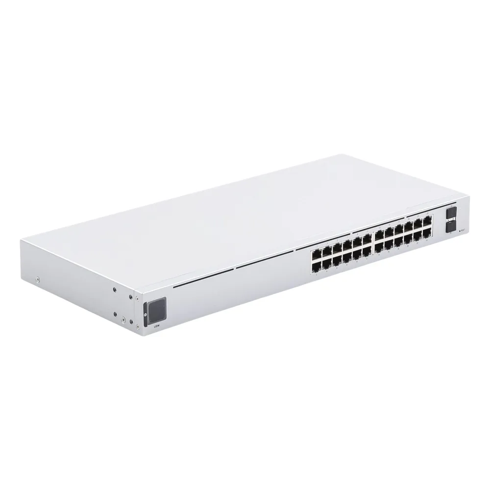 UniFi Switch USW-24, Capa 2 de 24 puertos 10/100/1000 Mbps + 2 puertos 1G SFP, pantalla informativa – vista 4