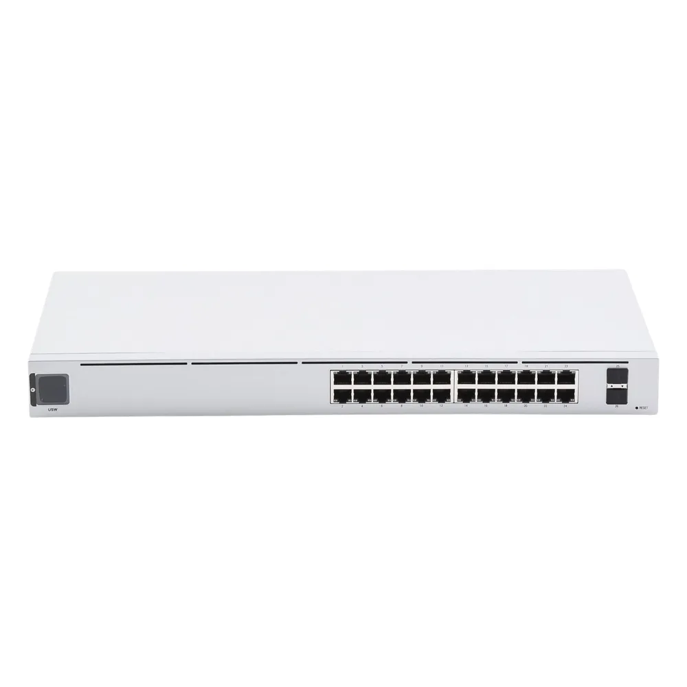 UniFi Switch USW-24, Capa 2 de 24 puertos 10/100/1000 Mbps + 2 puertos 1G SFP, pantalla informativa – vista 5