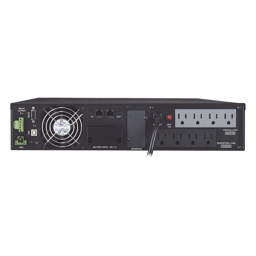 UPS de 1000 VA/900 W, Online Doble Conversión, Entrada 120 Vca NEMA 5-15P, Onda Senoidal Pura, Rack o Torre de 2 UR, Con 8 Tomas NEMA 5-15R – vista 2
