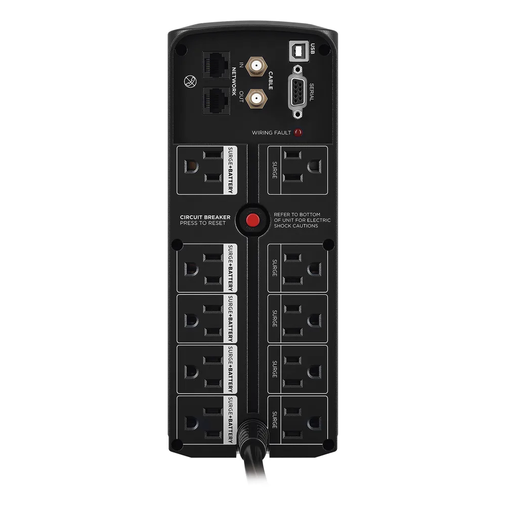 UPS de 1500 VA/900 W, Topología Línea Interactiva, Entrada 120 Vca NEMA 5-15P, Tipo Torre, Con 8 Tomas NEMA 5-15R – vista 4