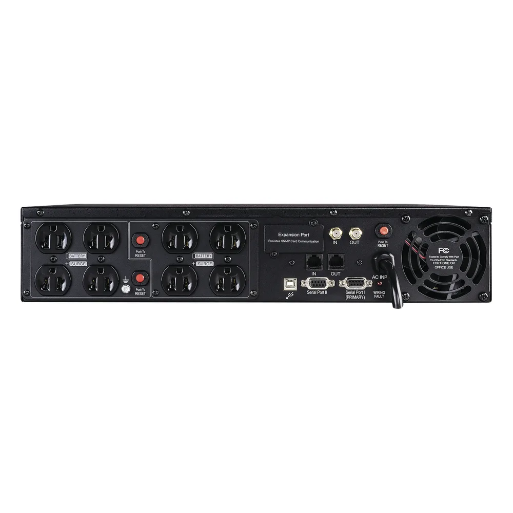 UPS de 1500 VA/900 W, Topología Línea Interactiva, Entrada 120 Vca NEMA 5-15P, Torre o Rack 2 UR, Con 8 Tomas NEMA 5-15R – vista 2
