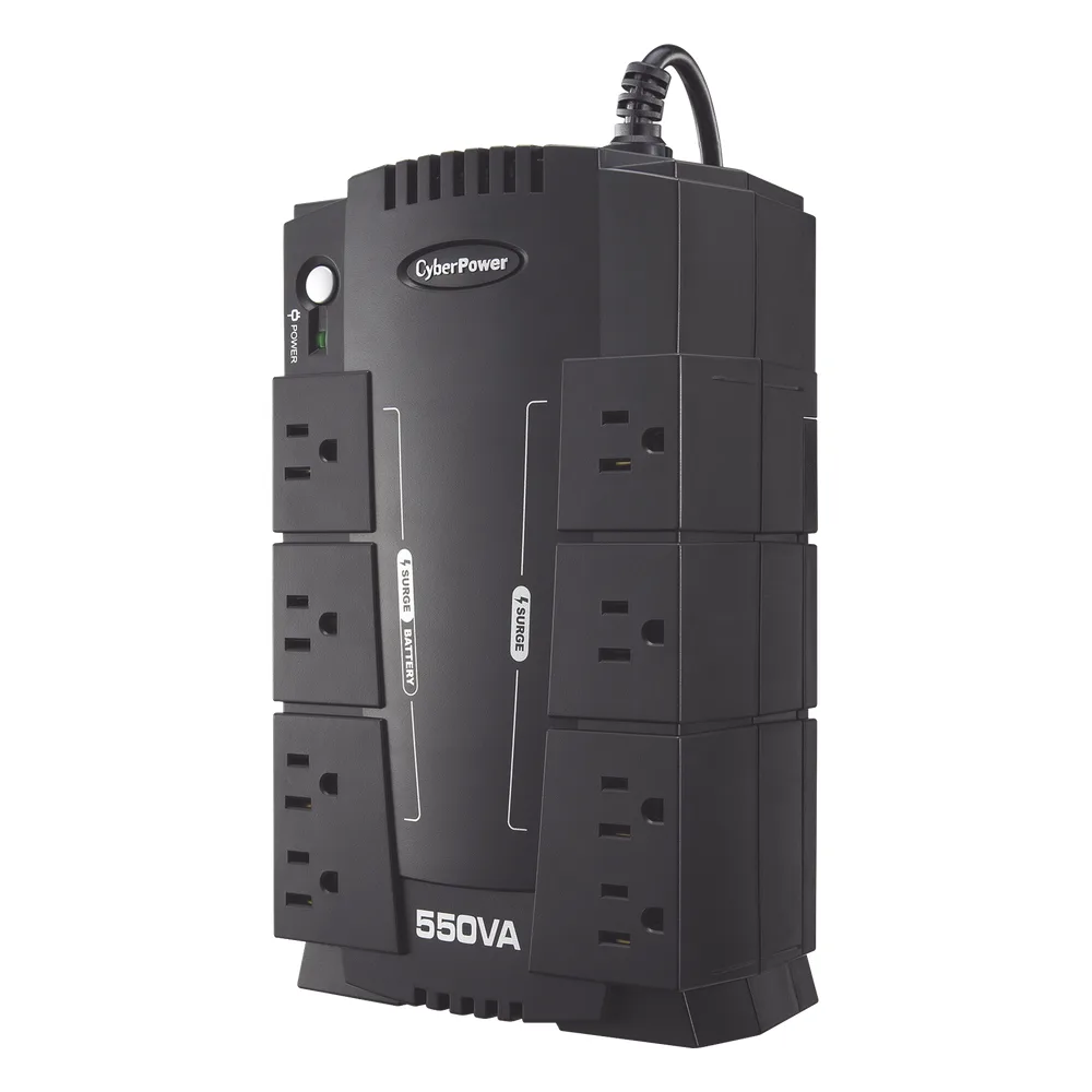UPS de 550 VA/330 W, Topología Standby, Entrada 120 Vca NEMA 5-15P, Tipo Gabinete Compacto, Con 8 Tomas NEMA 5-15R