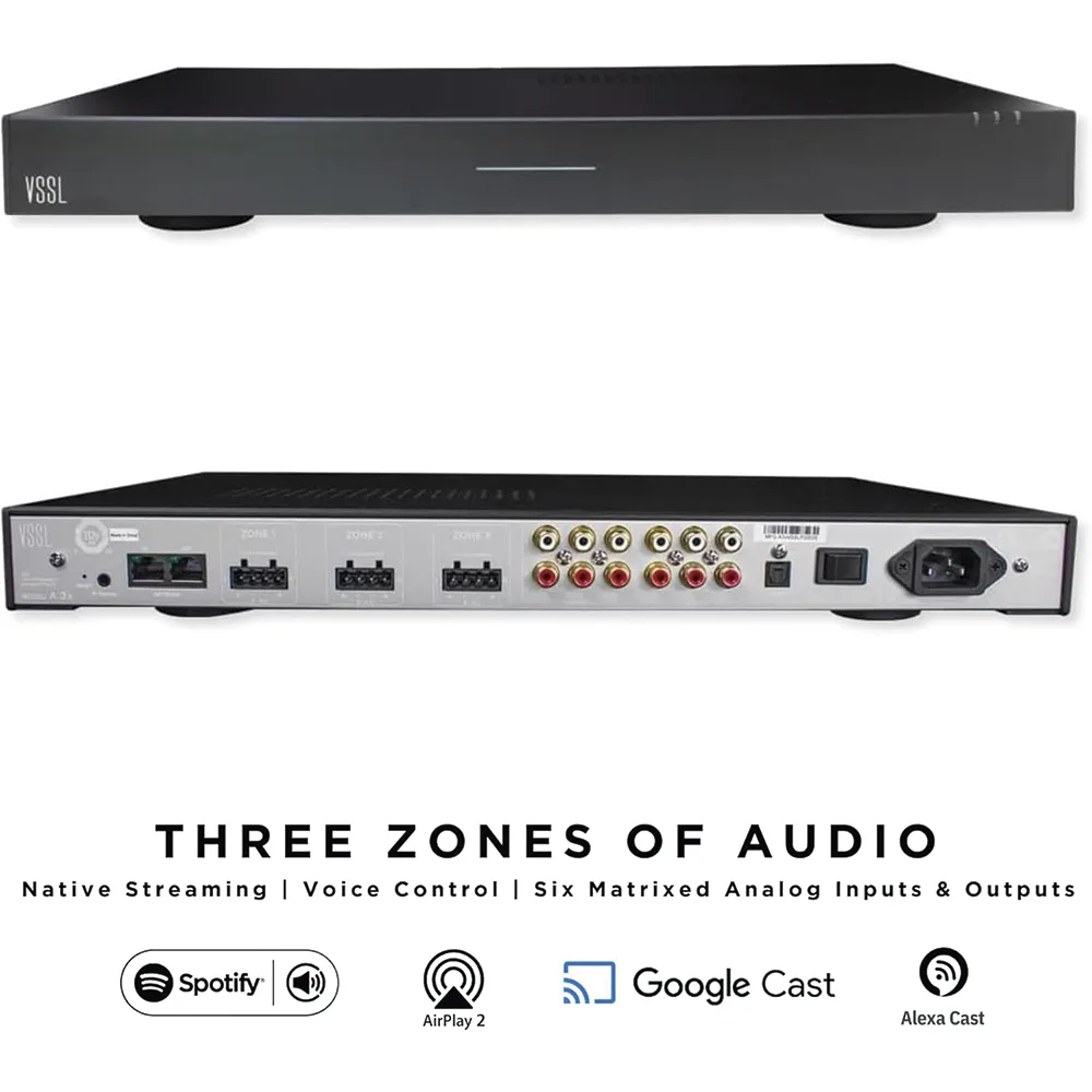 VSSL 3 zonas, 6x50W, con Chromecast, Alexa Cast, Airplay, Spotify Conn en cada zona - funciona con GoogleAsst – vista 6