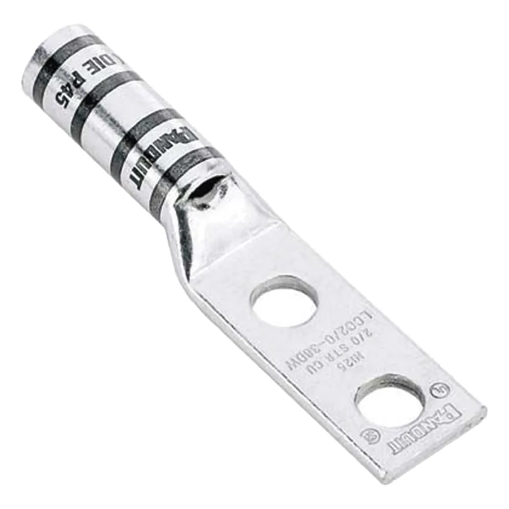 Zapata de compresión LCC6-12W-L para cal. 6 Awg, Doble barreno para tornillo prisionero de 1/2, Espaciado de orificio 44.5mm, 1 Pz
