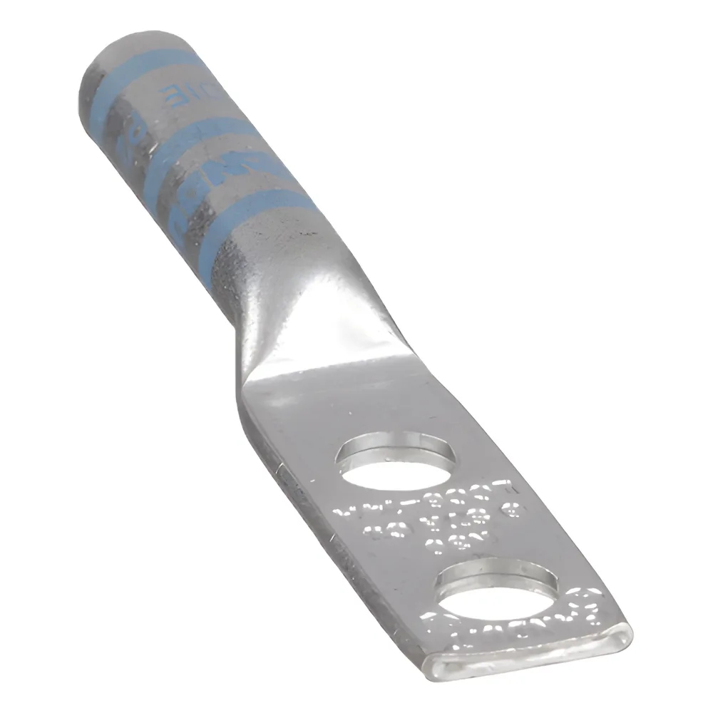 Zapata de compresión LCC6-14A-L para cal. 6 Awg, Doble barreno para tornillo prisionero de 1/4, Espaciado de orificio 16mm, 1 Pz