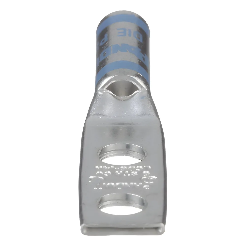 Zapata de compresión LCD6-14A-L para cal. 6 Awg, Doble barreno para tornillo prisionero de 1/4, Espaciado de orificio 16mm, 1 Pz